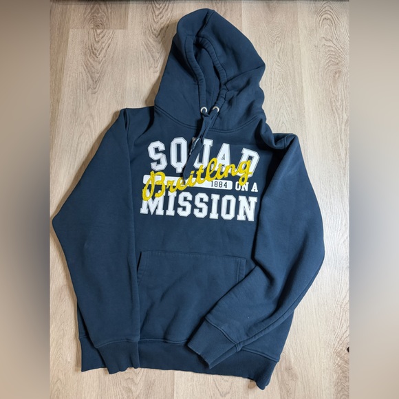 Breitling Other - Breitling Navy Blue Men’s Hoodie with Yellow Logo